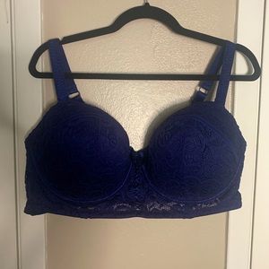 Navy Blue Lace Bra with Removable Straps